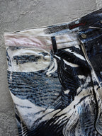 Vintage 2000's Roberto Cavalli Abstract Psychedelic Print Jeans Pants sz XL