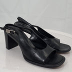 Gucci 1990s Black Leather Slingback Sandals Size 8.5