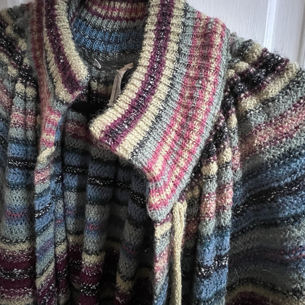 1970s Vintage Missoni Striped Crochet Knit Sweater Duster Made In Italy