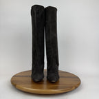 Womens Manolo Blahnik Pamfilo Stretch Gray Suede Pull On Stiletto Boots Size 40