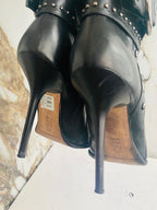Gianmarco Lorenzi Women Boots  High Heels Black leather Italian Boots Size 38