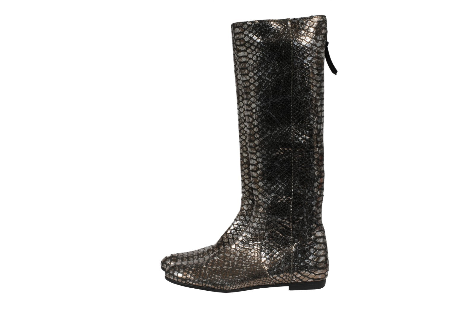 Giuseppe Zanotti Knee High Boots US6.5 EU36.5 SIlver Metallic Croc Embossed