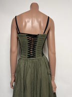 Vtg Dolce & Gabbana SS2003 Military Green Lace Up Dress S 40