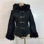 Vintage Y2K Japanese &byP&D Shearling Hooded Fireman-Clasp Jacket