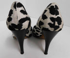 Casadei Black White Animal Print Canvas High Heel Pumps Italy 6 M