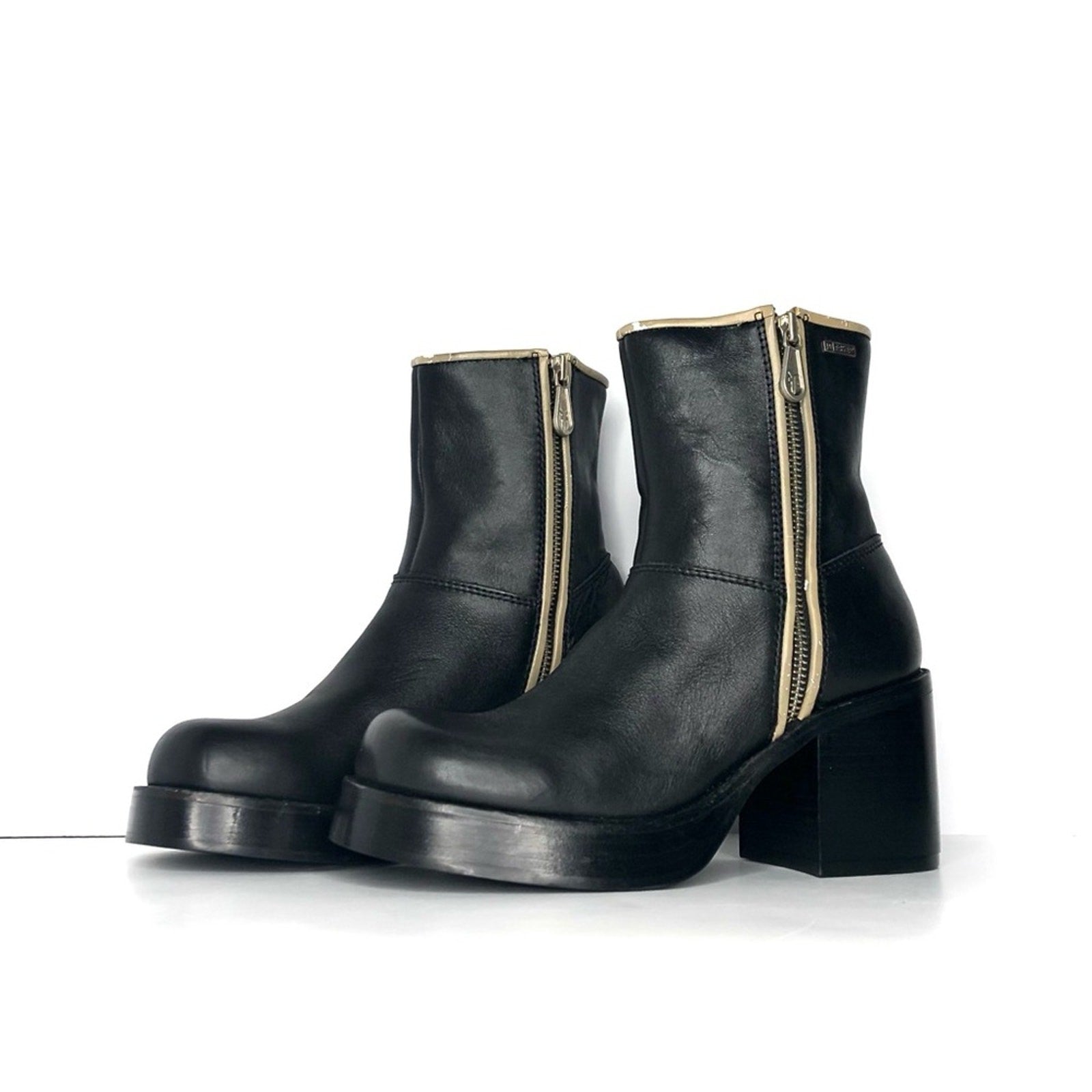 NEW Vintage Frye Villager Double Zipper Leather Platform Ankle Boots 6.5