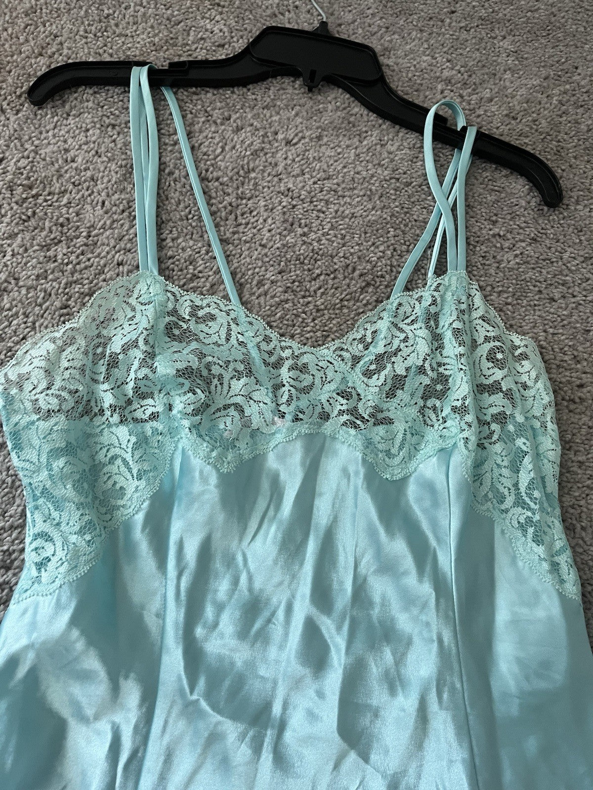Vintage Victoria's Secret Slip Dress Blue Lace Trim Chemise lingerie s – Foundry
