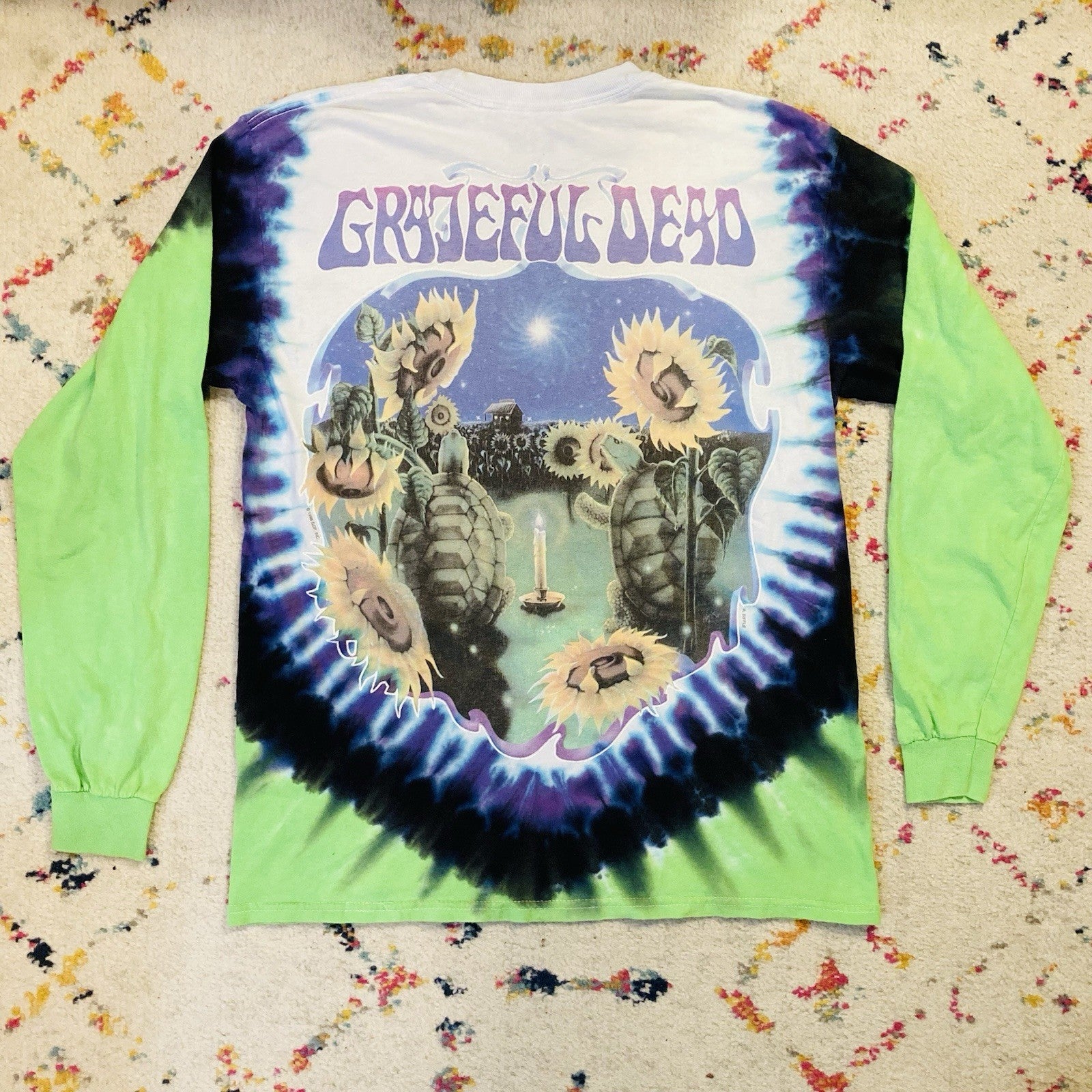 VTG Grateful Dead Liquid Blue Summer Tour ‘98 Turtles Sunflower Tie Dye M Tshirt