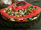 Isabella Fiore Red Floral Crescent Shoulder Bag