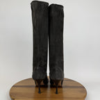 Womens Manolo Blahnik Pamfilo Stretch Gray Suede Pull On Stiletto Boots Size 40