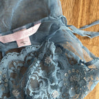 VTG Victoria’s Secret Blue Babydoll Dress Sheer Size M Sequin Lace Romantic Y2K