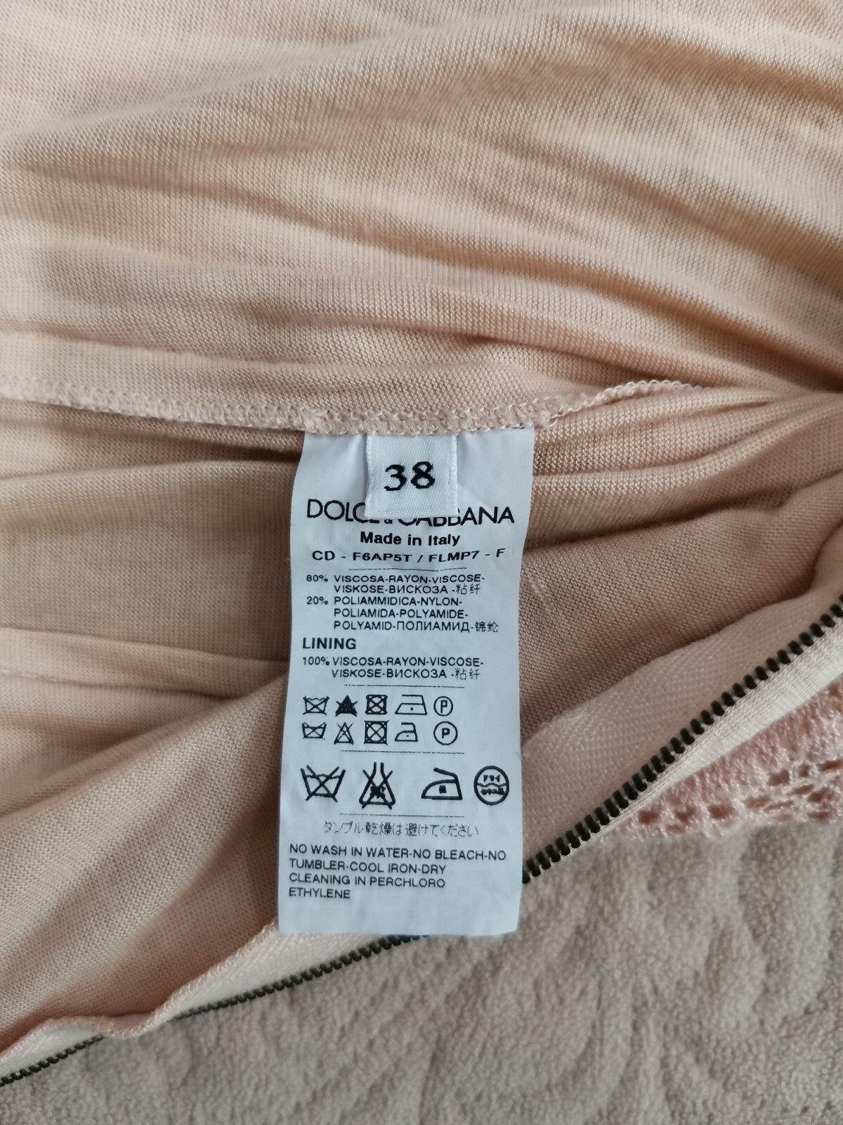 🆓US🛃 Dolce&Gabbana vintage powder-pink lace dress IT 38