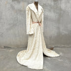 Vintage 1930s White Plush Teddy Bear Dressing Gown Ermie Art Deco Dress Coat