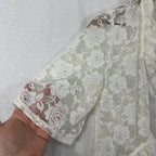 Glamour Ivory Floral Lace Sheer Ruffle Shrug Bolero Cardigan Top Size S