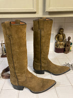 Cowtown Vintage Brown Tall Sueded Western Cowboy Riding Rodeo Ranch Boots 6 D