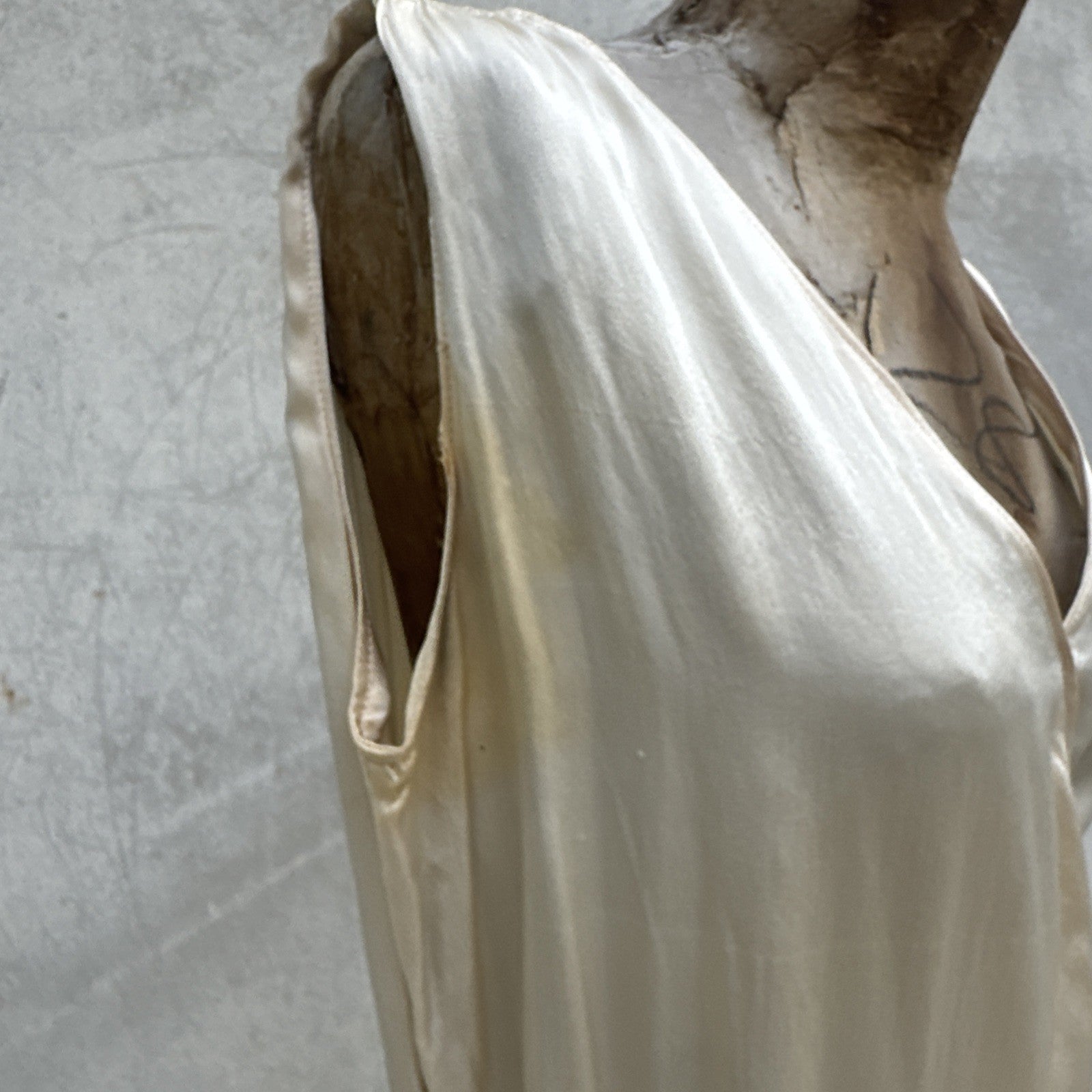 Vintage 1930s White Candlelight Silk Satin Gown Bias Cut Wedding Bridal Dress
