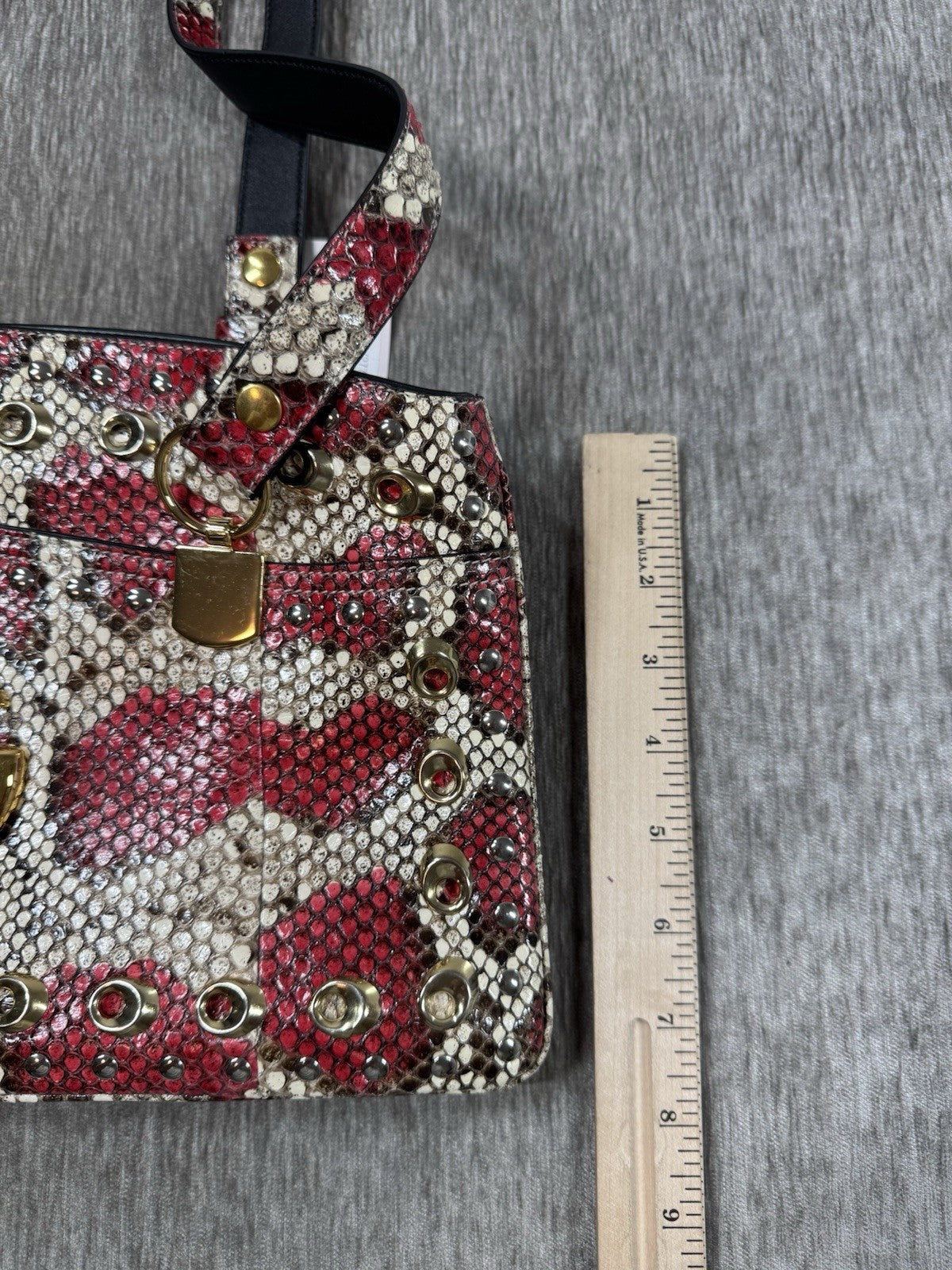 Gucci Python Arli Bag Purse Handbag Rock Red Snakeskin Exotic Studs w Tags