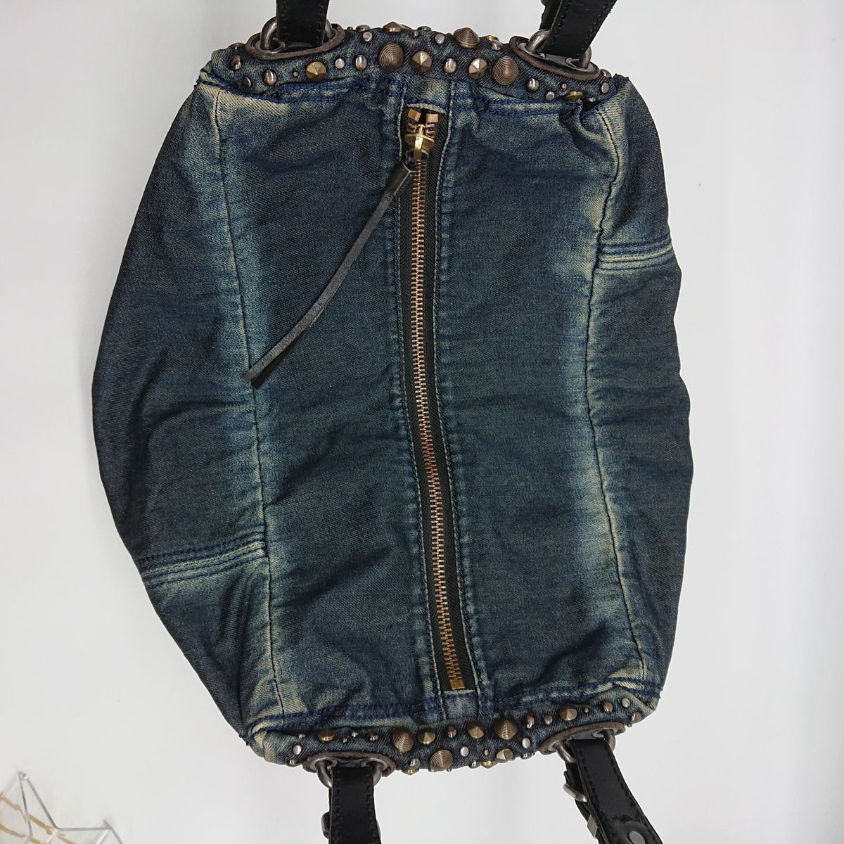 Diesel Divina Studded Denim Tote Bag Blue Red Y2K