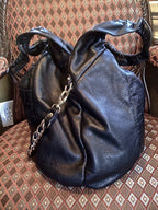 BE & D New York Cosette Croc Leather Tote Bag Large Black