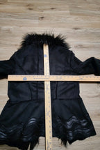 Caché Black Faux Fur Trim Leather Jacket Medium