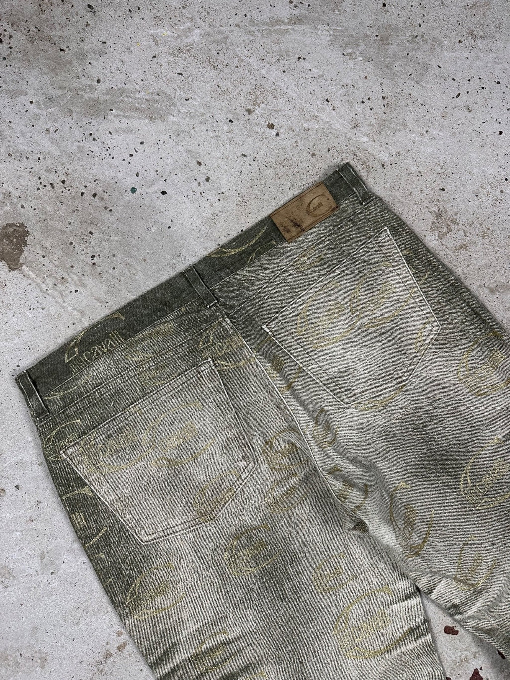 Vintage 2000s Roberto Just Cavalli Monogram Flare Denim Pant Bootcut Print