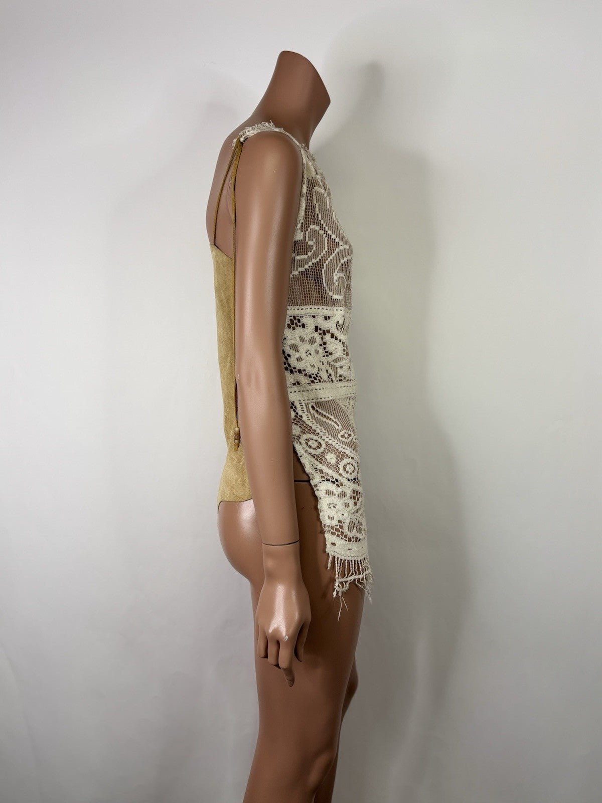 Vtg Dolce & Gabbana D&G Lace Suede Top 38 XS