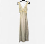 Vtg 70s Christian Dior Lingerie Ivory Lace Silk Nightgown Slip Womens Small