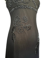 Vintage Caché Sheer Mesh Beaded Floral Slip Dress