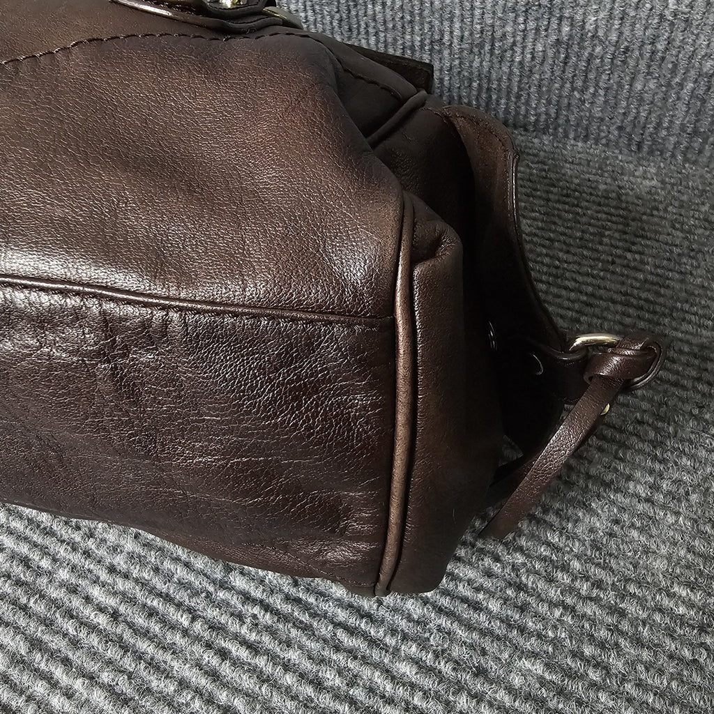 Francesco Biasia Braided Leather Shoulder Bag Brown
