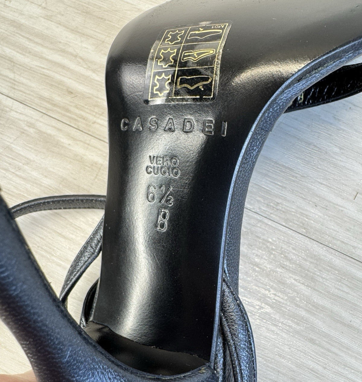 Vintage Casadei Black Leather Strappy Rhinestone Heel - Women's Size 6.5