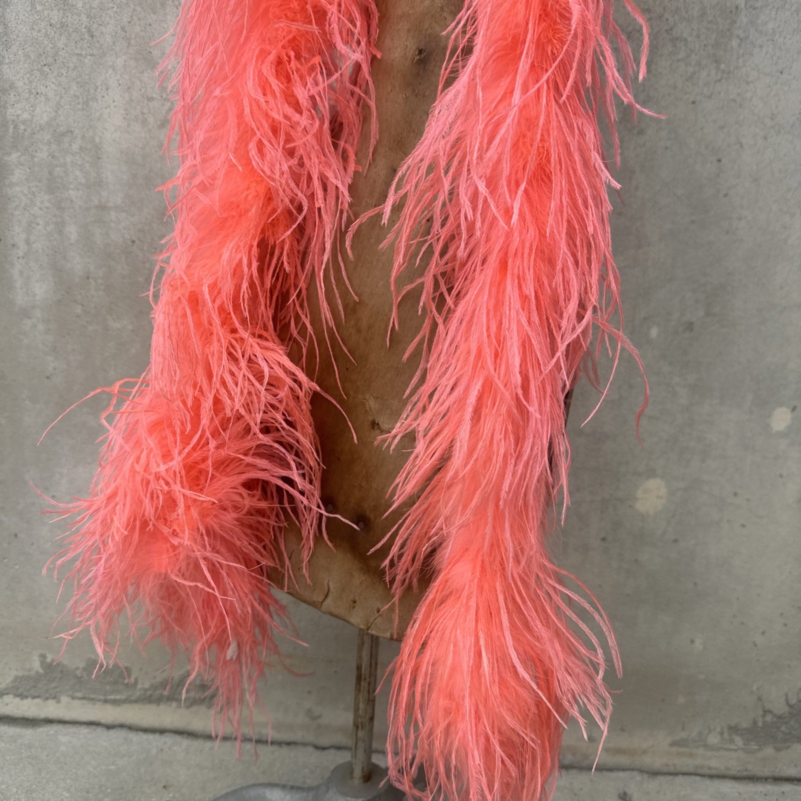 Vintage 1930s Pink Ostrich Feather Boa Scarf Shawl Old Hollywood Dress Accent