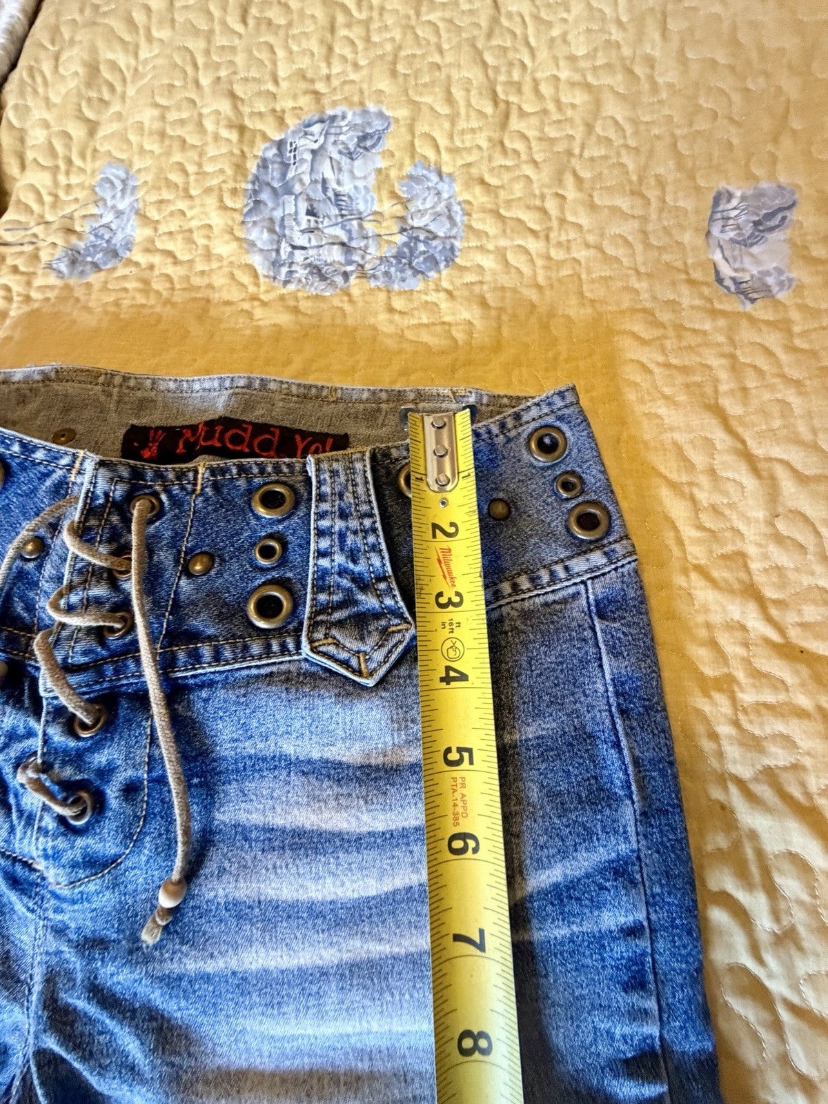 Mudd 1990s Lace Grommet Studded Low Rise Flare Jeans Size 1