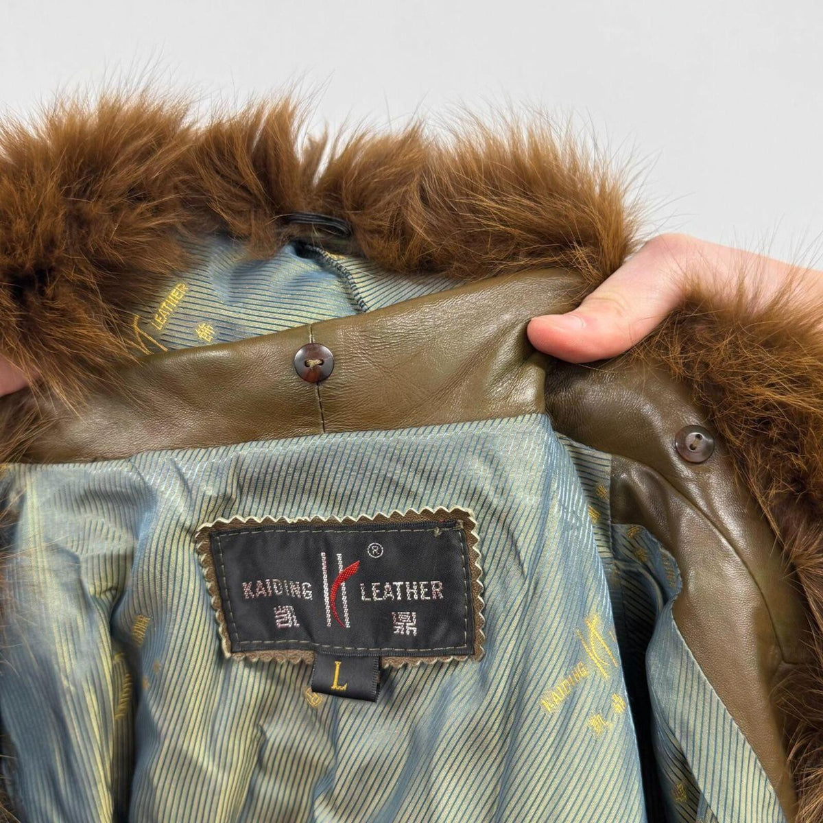 Vintage Y2K Brown Leather and Fox Fur Trench Coat