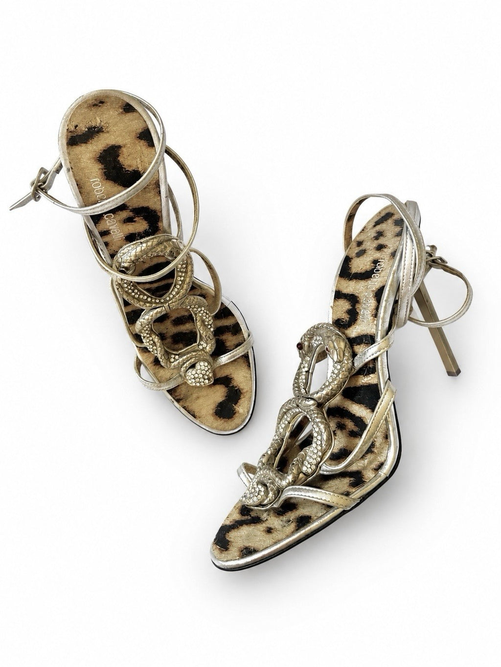 Vintage 2000’s Roberto Cavalli Snake Silver Heels