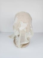 Antique Chiffon Silk Scarf Head & Neck Scarf Delicate Floral White Lace 1900's
