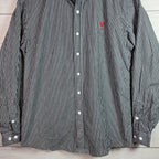 AMI Alexandre Mattiussi Striped Cotton Button Shirt Mens Sz XL Slim Fit Black