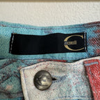 VTG ROBERTO CAVALLI SHIMMER FISH SCALE PRINTED BOOTCUT JEANS