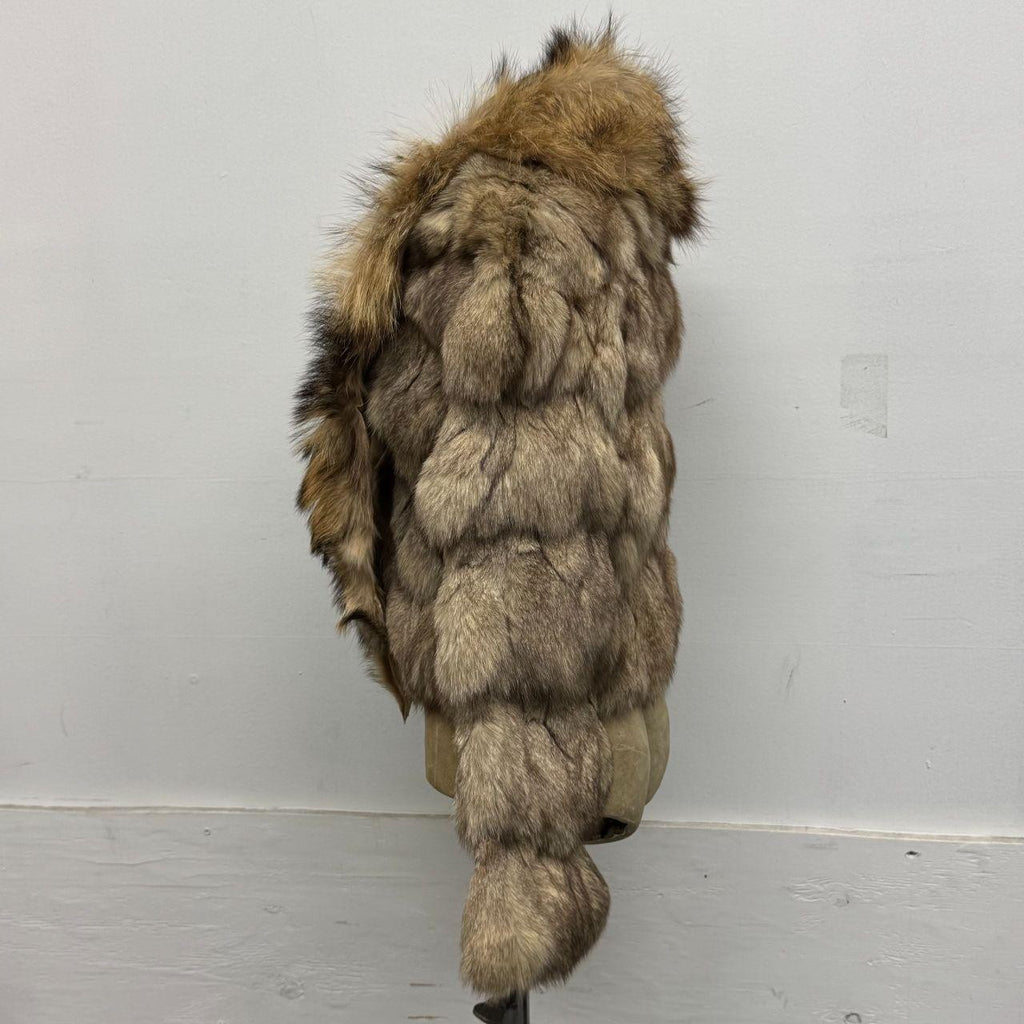 Vintage Y2K Brown Raccoon and Fox Fur Jacket