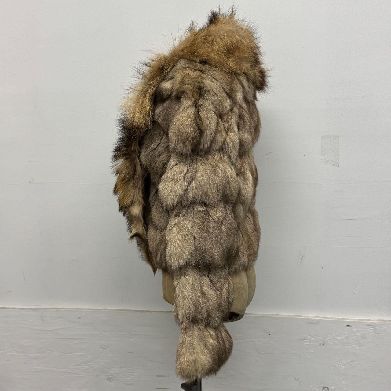 Vintage Y2K Brown Raccoon and Fox Fur Jacket