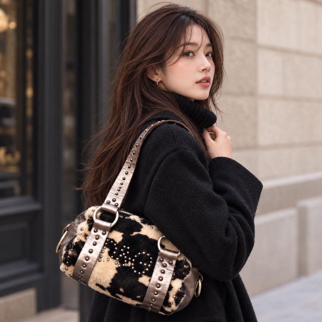 Dolce & Gabbana Vintage Fur and Leather Shoulder Bag