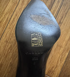 Casadei Black Leather Bow Pumps Pointed Toe Size 8 Made Italy Designer 4” Heels