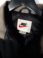 90's Nike Varsity Jacket Size Medium Oversized Black Grey Leather Wool Bomber