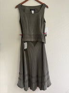 Jones New York Olive Green Beaded Silk Top and Skirt Set Size 6