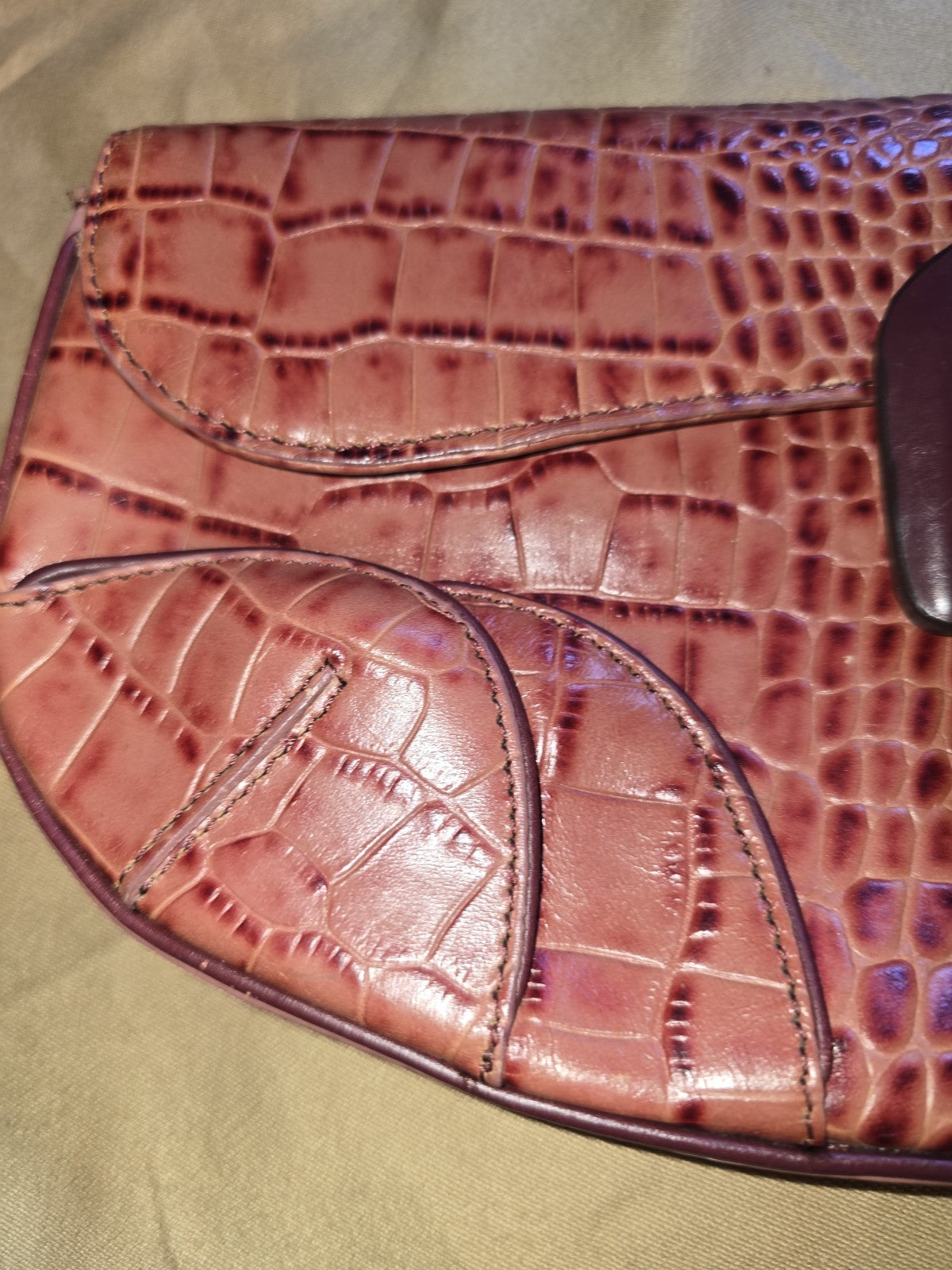 Antonio Melani Brown Crocodile-Embossed Leather Clutch