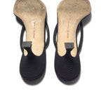 Manolo Blahnik Y2K Vintage Crystal Thong Sandal Black Fabric Kitten Heels 40.5