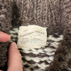 Vintage Couchan Indian Hand knit Wool Sweater Zip Eagle  Size M