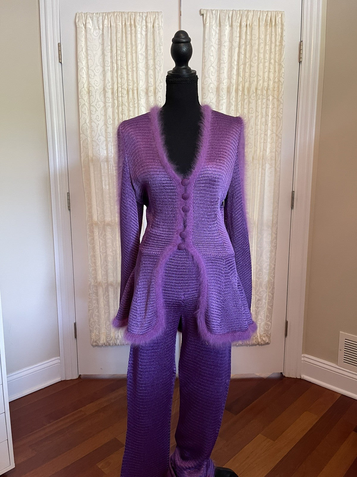 Heidi Beck Germany Viscose Knit Jacket Pants and Skirt Purple Set Size 23-28
