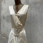 Vintage 1930s White Candlelight Silk Satin Gown Bias Cut Wedding Bridal Dress