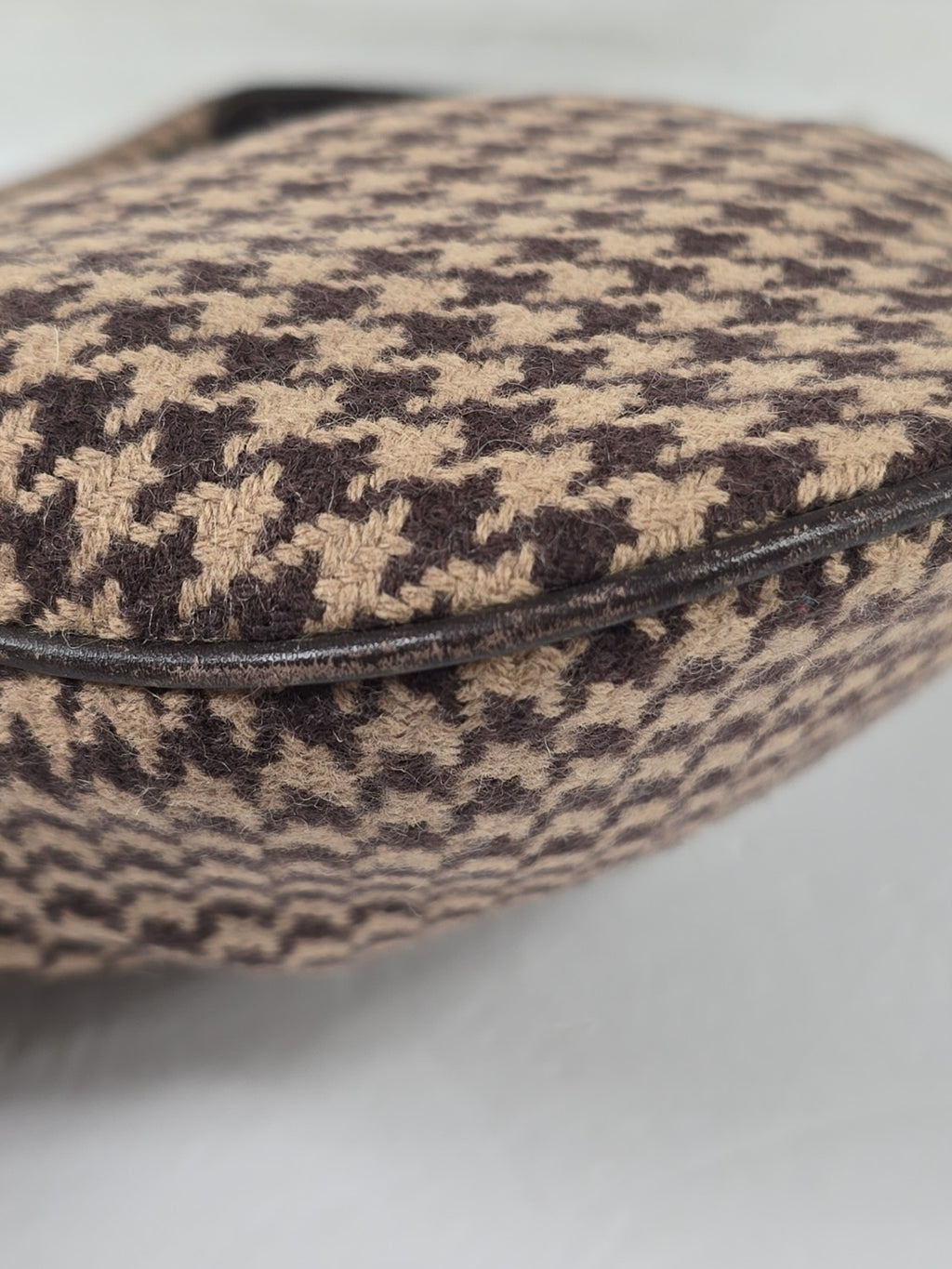 Lauren Ralph Lauren Brown Houndstooth Wool Blend Shoulder Bag Y2K