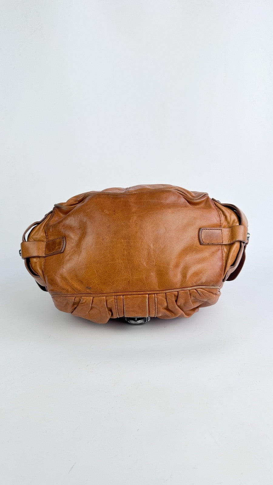 Francesco Biasia Tan Brown Leather Hobo Shoulder Bag Y2K
